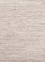 Close-up of the Nourison OCEAN Sand area rug. Handmade, mid-century modern rug in sandstone color with a subtle horizontal pattern.