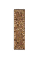 Close-up of the Nourison 3000 Taupe Persian runner rug, showcasing its floral pattern, ivory and taupe colors, and handmade details.