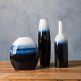 Pitfour Blue White Ceramic Outdoor Vase Set