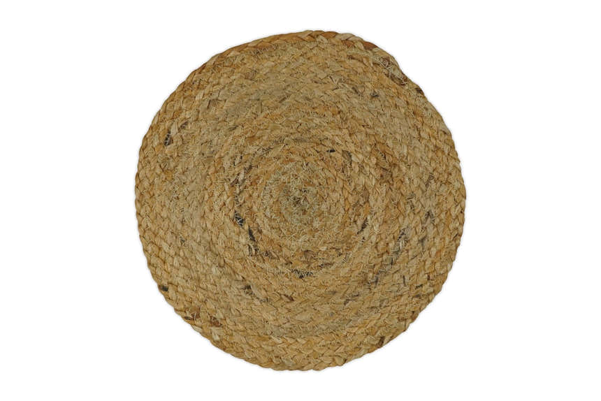 Hand Braided Solid Round natural Brown Jute Rug
