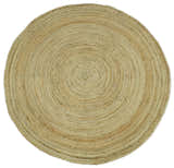 Hand Braided Solid Round natural Brown Jute Rug