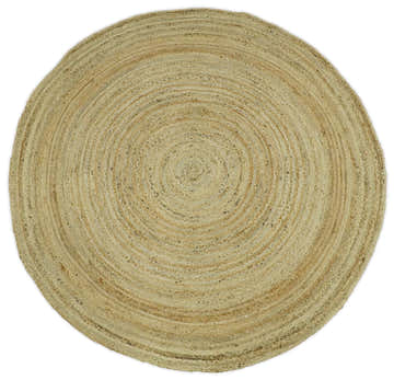 Hand Braided Solid Round natural Brown Jute Rug