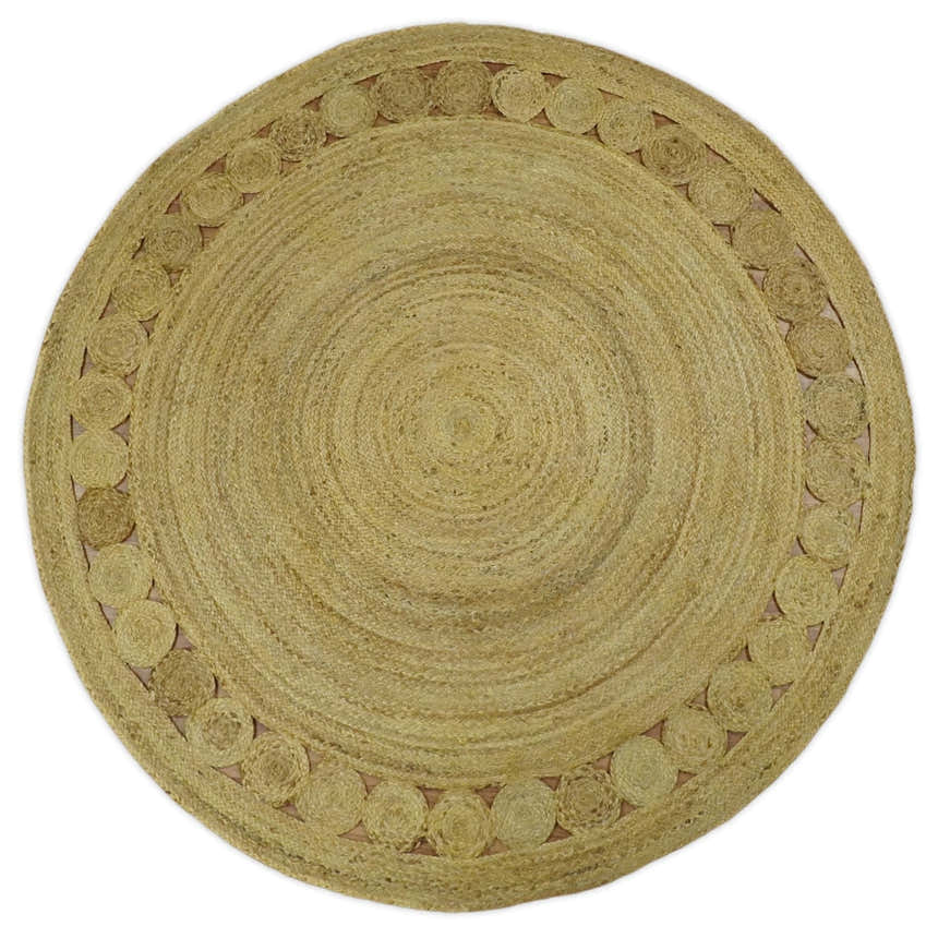 Hand Braided Solid Round natural Brown Jute Sisal Rug