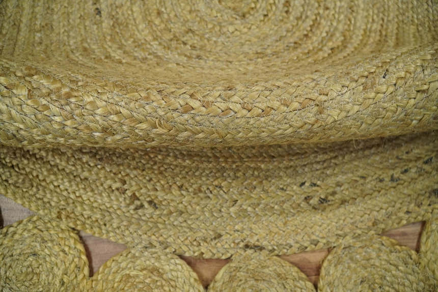 Hand Braided Solid Round natural Brown Jute Sisal Rug