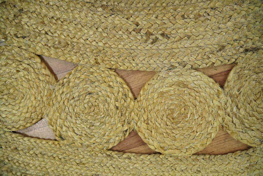 Hand Braided Solid Round natural Brown Jute Sisal Rug