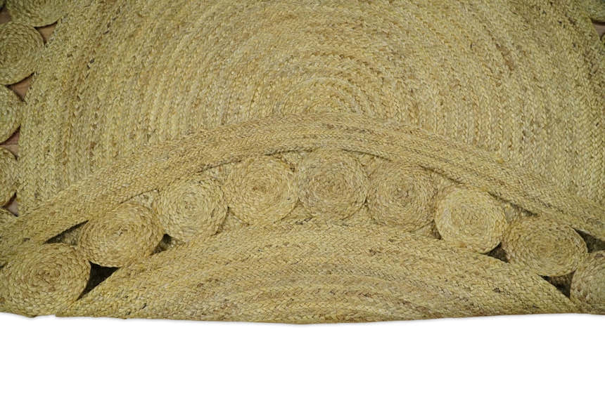 Hand Braided Solid Round natural Brown Jute Sisal Rug