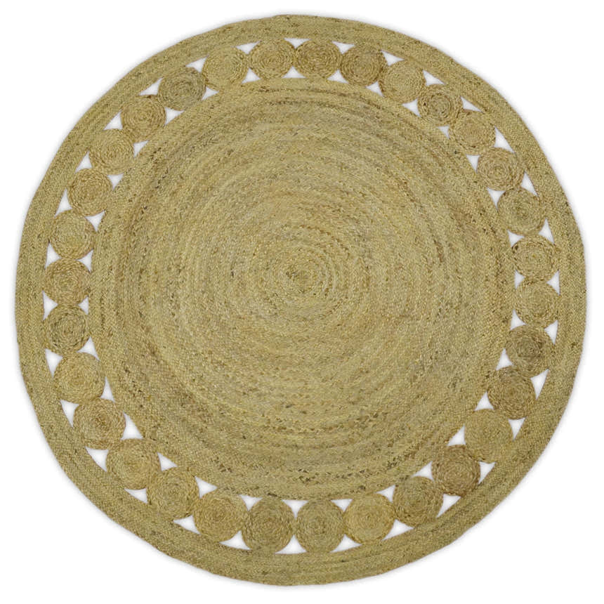 Hand Braided Solid Round natural Brown Jute Sisal Rug