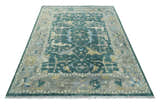 Hand Knotted Oriental Oushak Teal and Beige Multi Size Wool Area Rug