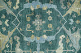 Hand Knotted Oriental Oushak Teal and Beige Multi Size Wool Area Rug