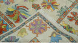 Vibrant colorful Beige And Rust Hand Knotted Traditional Oushak wool Area Rug