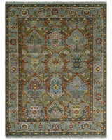Hand knotted Olive, Rust and Gray Traditional Antique Moss Oushak Multi Size wool Area Rug