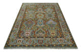 Hand knotted Olive, Rust and Gray Traditional Antique Moss Oushak Multi Size wool Area Rug