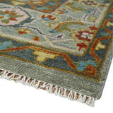 Hand knotted Olive, Rust and Gray Traditional Antique Moss Oushak Multi Size wool Area Rug