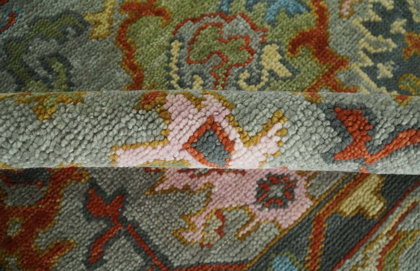 Hand knotted Olive, Rust and Gray Traditional Antique Moss Oushak Multi Size wool Area Rug