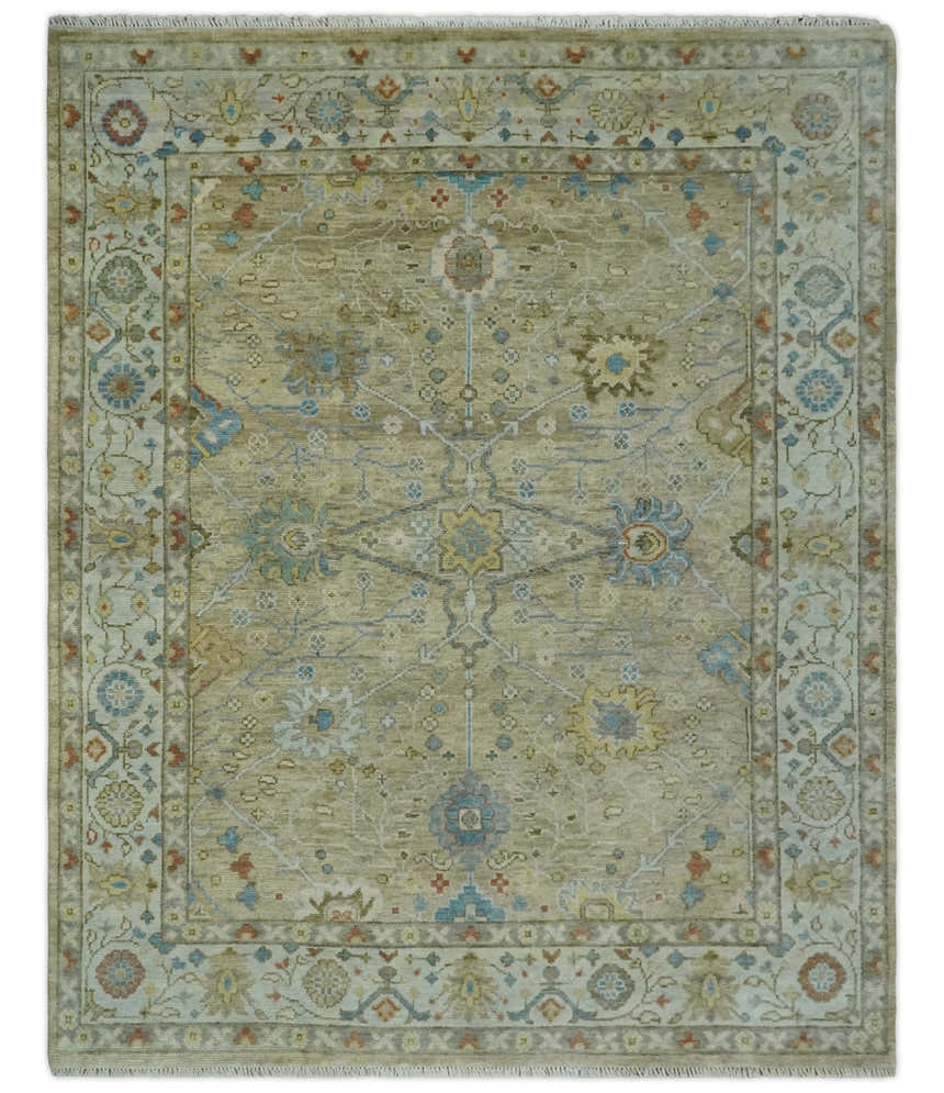 Hand Knotted Beige, Ivory and Gray Traditional Oushak Custom Made Wool Area Rug