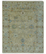 Hand Knotted Beige, Ivory and Gray Traditional Oushak Custom Made Wool Area Rug