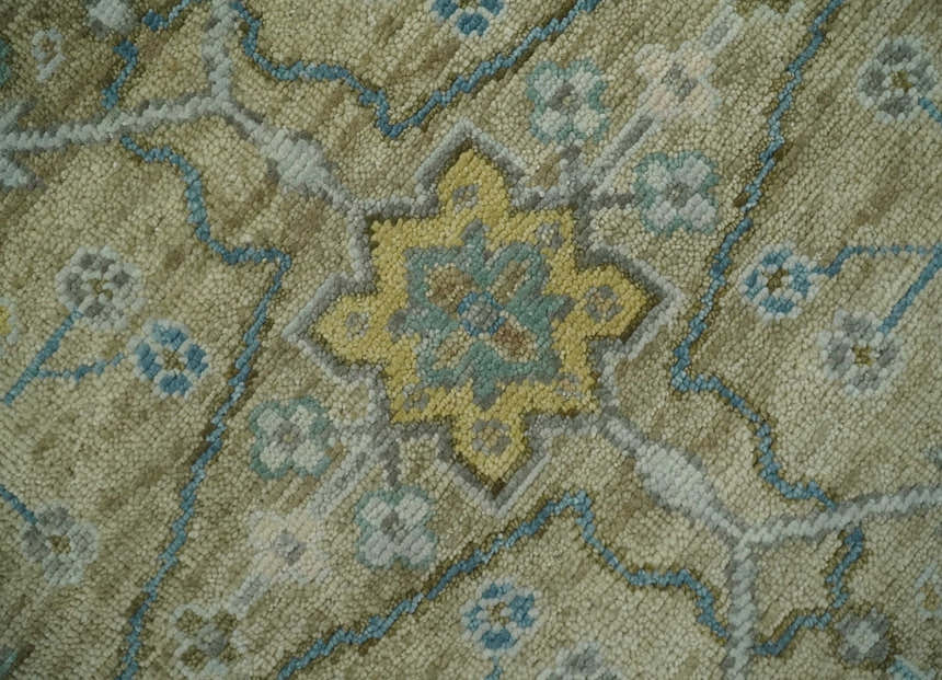 Hand Knotted Beige, Ivory and Gray Traditional Oushak Custom Made Wool Area Rug