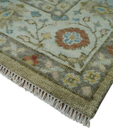 Hand Knotted Beige, Ivory and Gray Traditional Oushak Custom Made Wool Area Rug