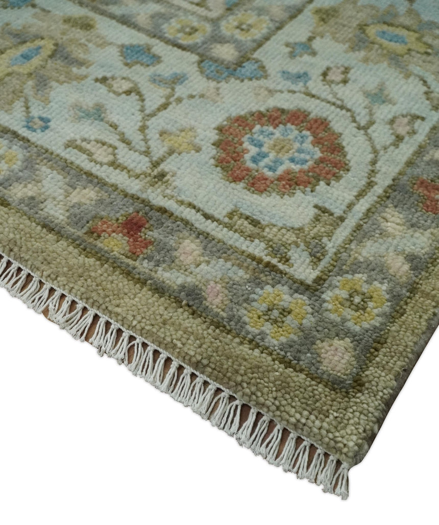 Hand Knotted Beige, Ivory and Gray Traditional Oushak Custom Made Wool Area Rug