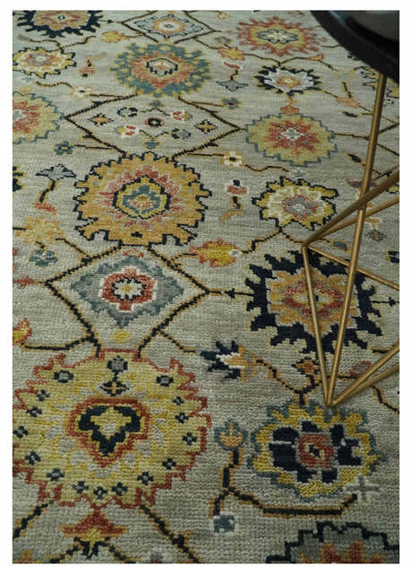 Hand Knotted Beige, Mustard and Ivory Traditional Oriental Oushak Custom Made Wool area Rug