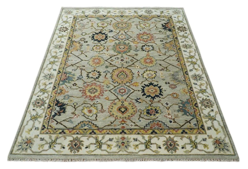 Hand Knotted Beige, Mustard and Ivory Traditional Oriental Oushak Custom Made Wool area Rug