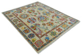 Custom Made Hand Knotted Beige with multicolor Traditional Oushak Wool area Rug