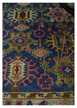 Hand Knotted Blue and Beige Persian Oushak Wool Rug