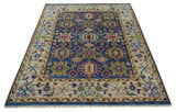 Hand Knotted Blue and Beige Persian Oushak Wool Rug