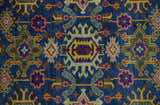 Hand Knotted Blue and Beige Persian Oushak Wool Rug