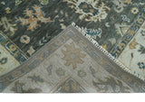 Custom Made Hand Knotted Green and Ivory Traditional Oushak Wool Rug