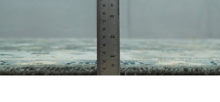 Custom Made Hand Knotted Charcoal and Ivory Traditional Oushak Wool Area Rug