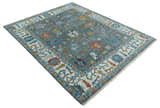 Hand Knotted Charcoal And Ivory Traditional Oushak Wool Area Rug