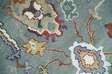 Hand Knotted Gray and Ivory Traditional Oriental Oushak Wool Area Rug