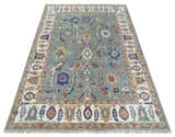Hand Knotted Gray and Ivory Traditional Oriental Oushak Wool Area Rug