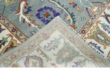 Hand Knotted Gray and Ivory Traditional Oriental Oushak Wool Area Rug
