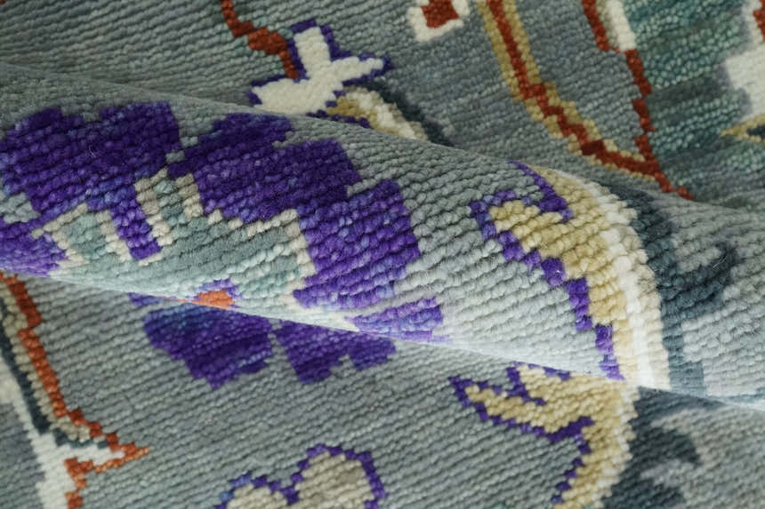 Hand Knotted Gray and Ivory Traditional Oriental Oushak Wool Area Rug