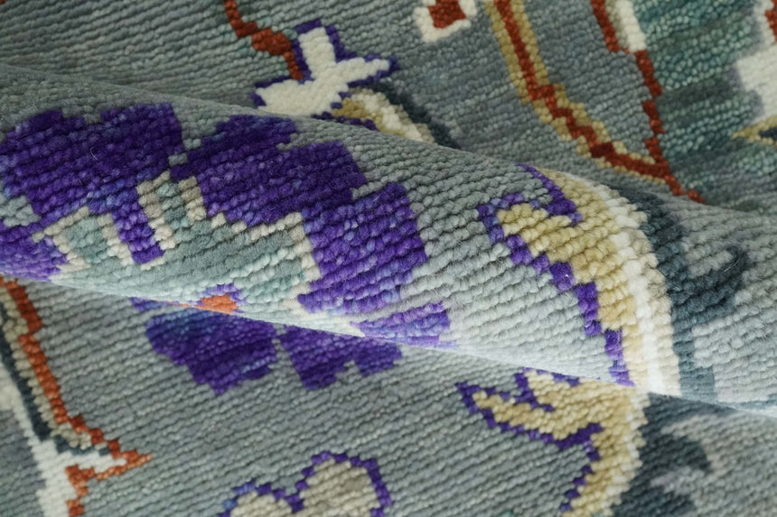 Hand Knotted Gray and Ivory Traditional Oriental Oushak Wool Area Rug