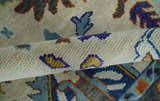 Hand Knotted Ivory, Charcoal and Blue Traditional Oushak Multi size Wool Area Rug