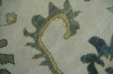Hand Knotted Ivory, Silver and Blue Traditional Oushak Custom Made Wool Area Rug