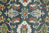 Custom Made Hand Knotted Teal, Blue and Ivory Traditional Oushak Wool Area Rug