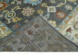 Hand Knotted Gray, Ivory and Olive Traditional Oushak Multi Size Wool Area Rug