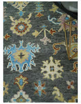Hand Knotted Gray, Ivory and Olive Traditional Oushak Multi Size Wool Area Rug