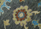 Hand Knotted Gray, Ivory and Olive Traditional Oushak Multi Size Wool Area Rug