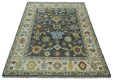 Hand Knotted Gray, Ivory and Olive Traditional Oushak Multi Size Wool Area Rug