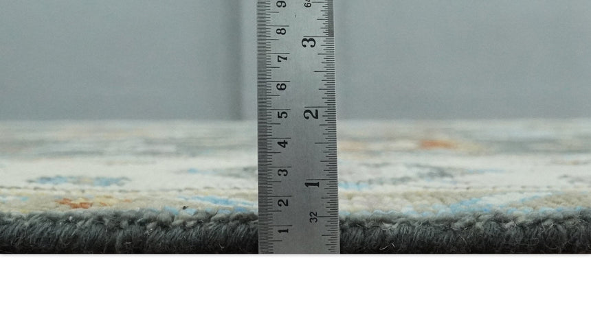 Hand Knotted Gray, Ivory and Olive Traditional Oushak Multi Size Wool Area Rug