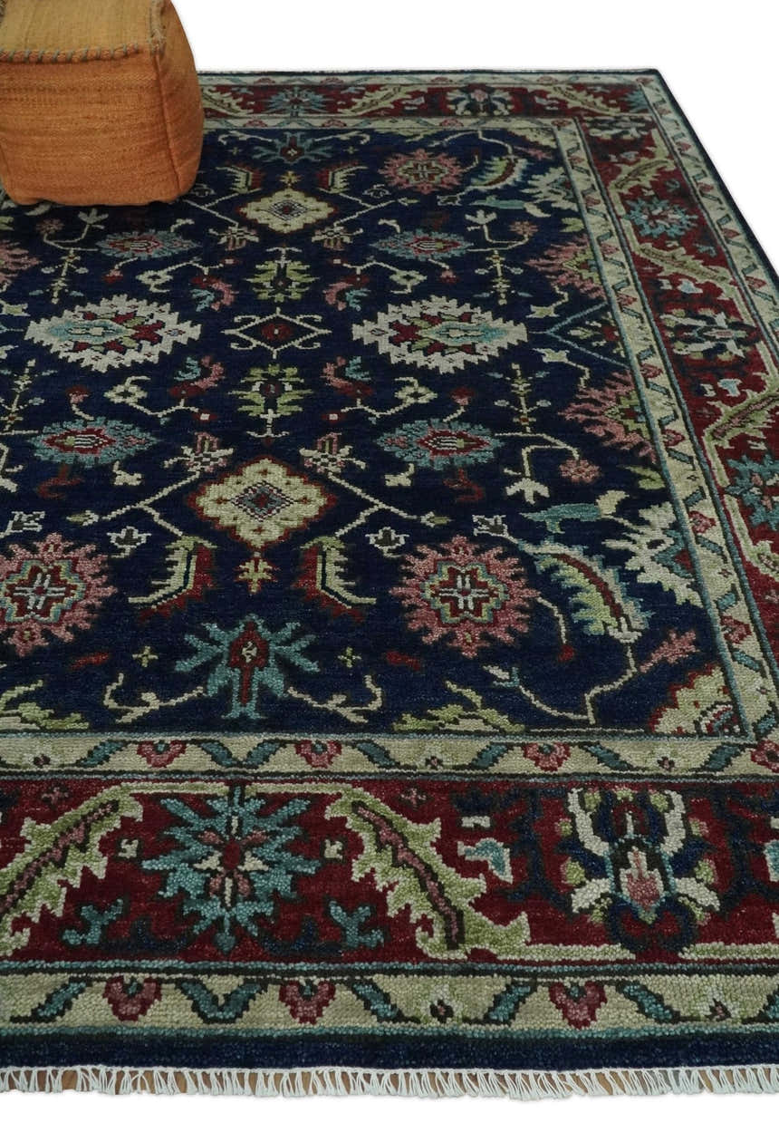 Antique look Hand Knotted Black, Rust and Beige Traditional oriental Oushak Multi Size Wool Area Rug