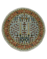 Hand Knotted Rust and Blue Traditional Turkish Vintage Multi Size Wool Rug