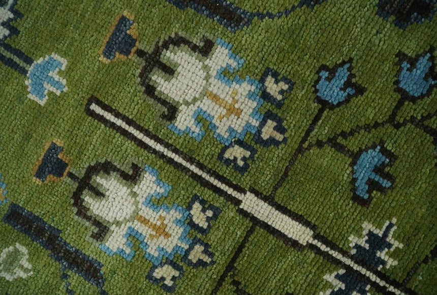 Hand Knotted Royal Green and Ivory Traditional Turkish Style Tree Of Life Multi Size Wool Area Rug