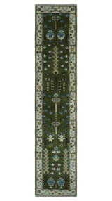 Hand Knotted Royal Green and Ivory Traditional Turkish Style Tree Of Life Multi Size Wool Area Rug