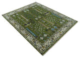 Hand Knotted Royal Green and Ivory Traditional Turkish Style Tree Of Life Multi Size Wool Area Rug